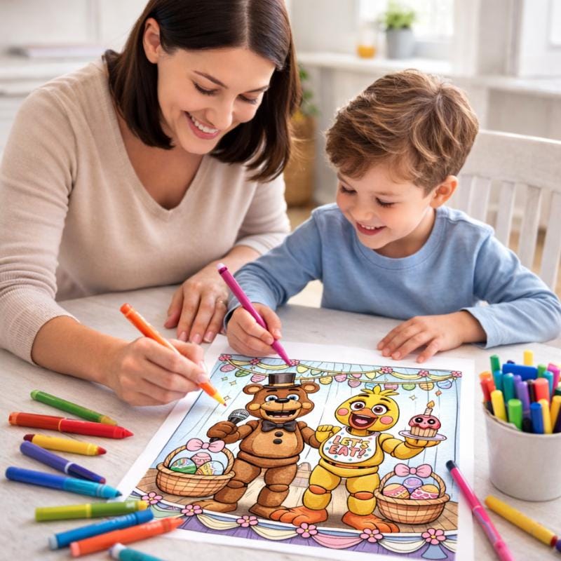 Five Nights at Freddy's Easter Coloring Pages, 15 PDF (Digital Download)