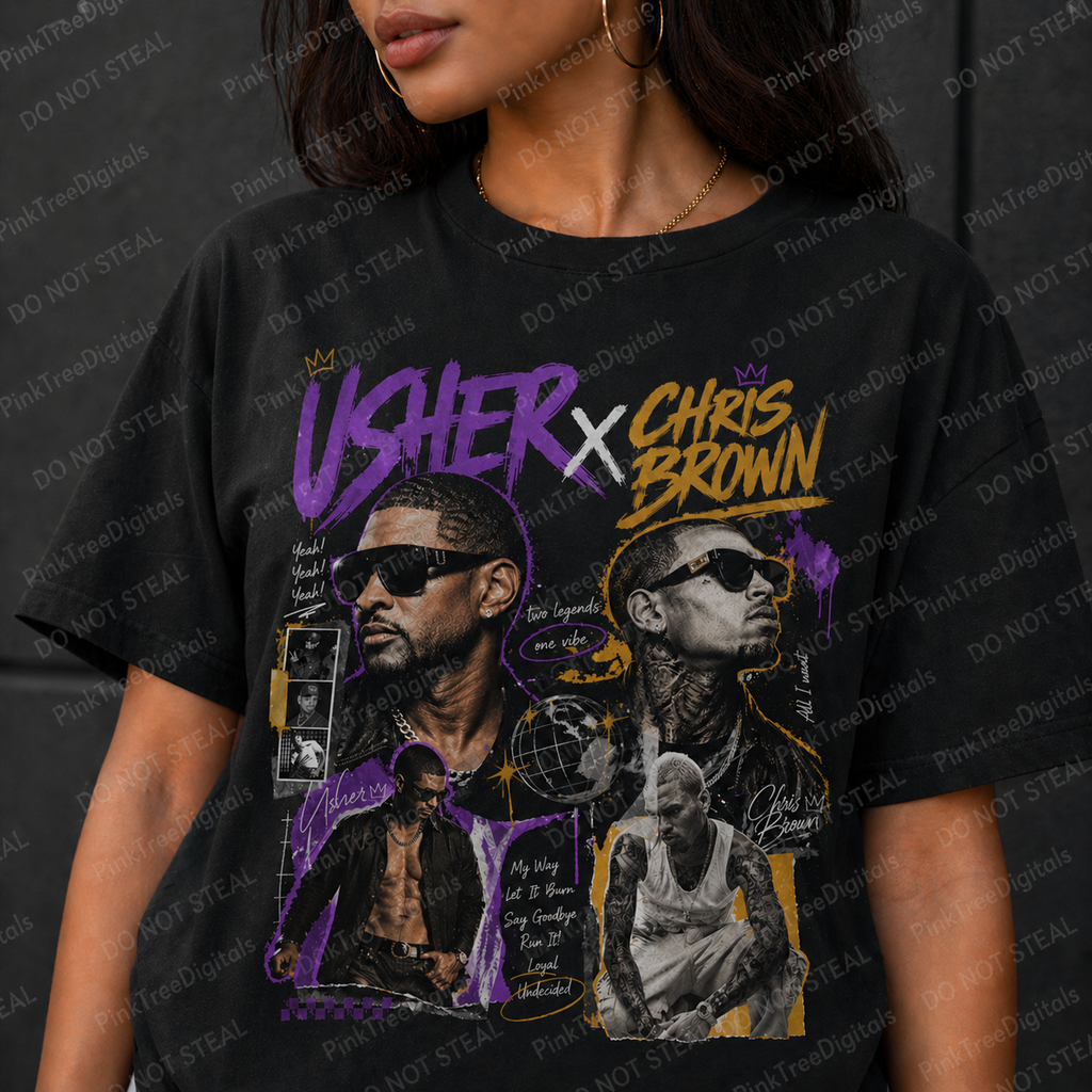 Usher Chris Brown Tour Tee | R&B Tour T-shirt | Unisex Urban Concert Style Tee | Two Legends One Vibe Shirt
