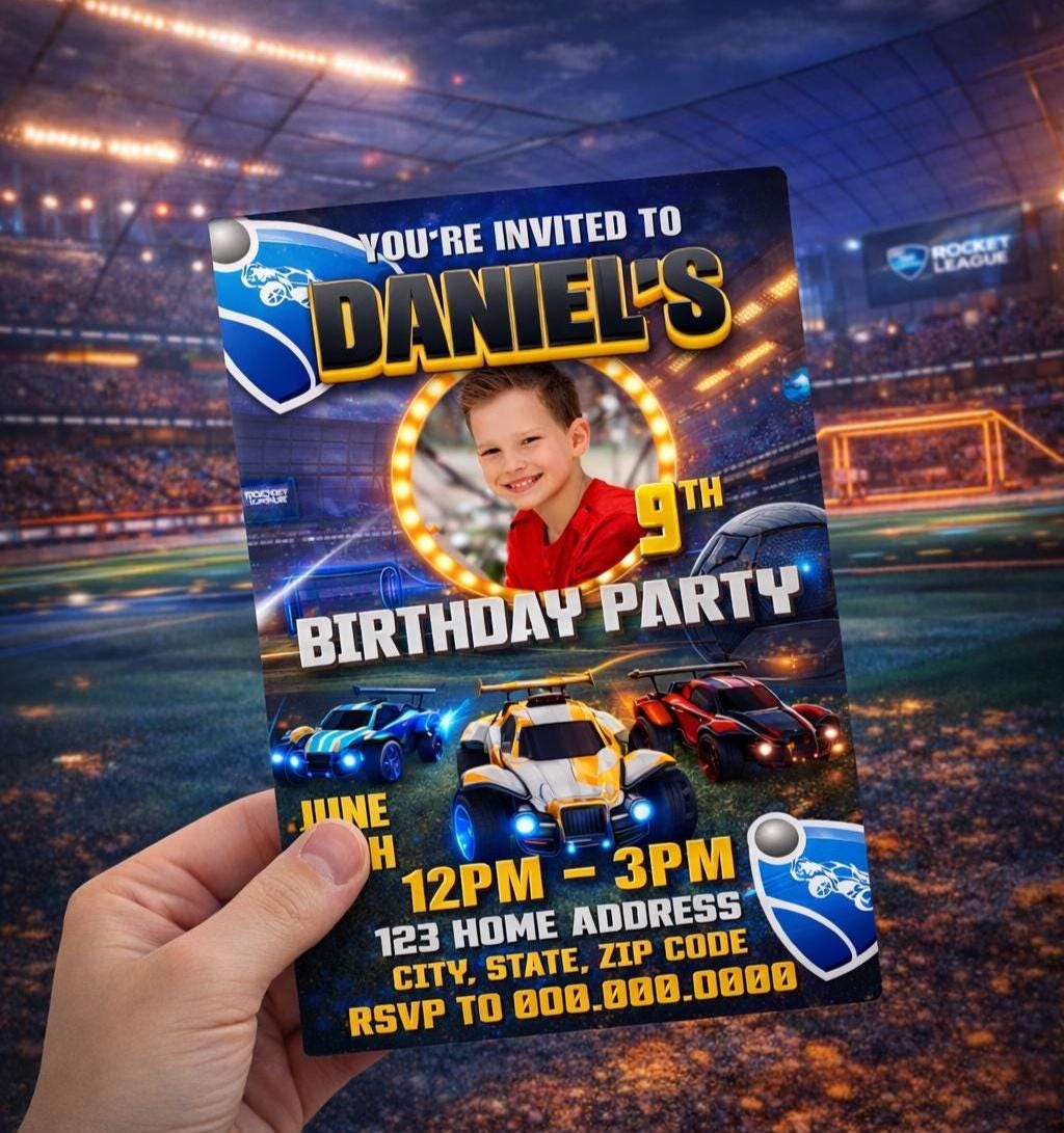 Rocket League Birthday Invitation, Editable Canva Racing Game Template (Digital Download)