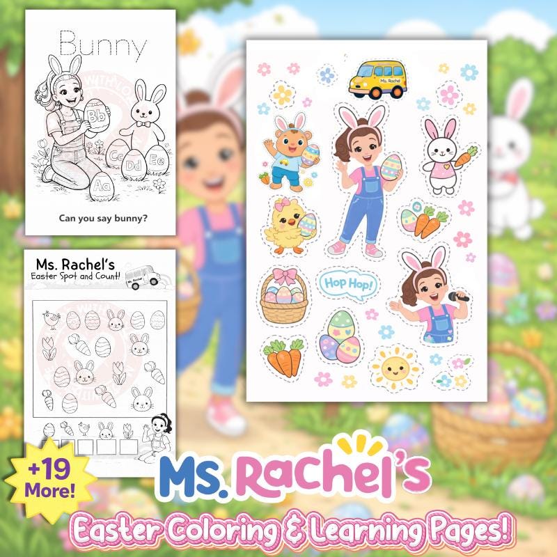 Ms. Rachel Easter Coloring Pages | Learning Activities, Clip Art, (PDF Download)