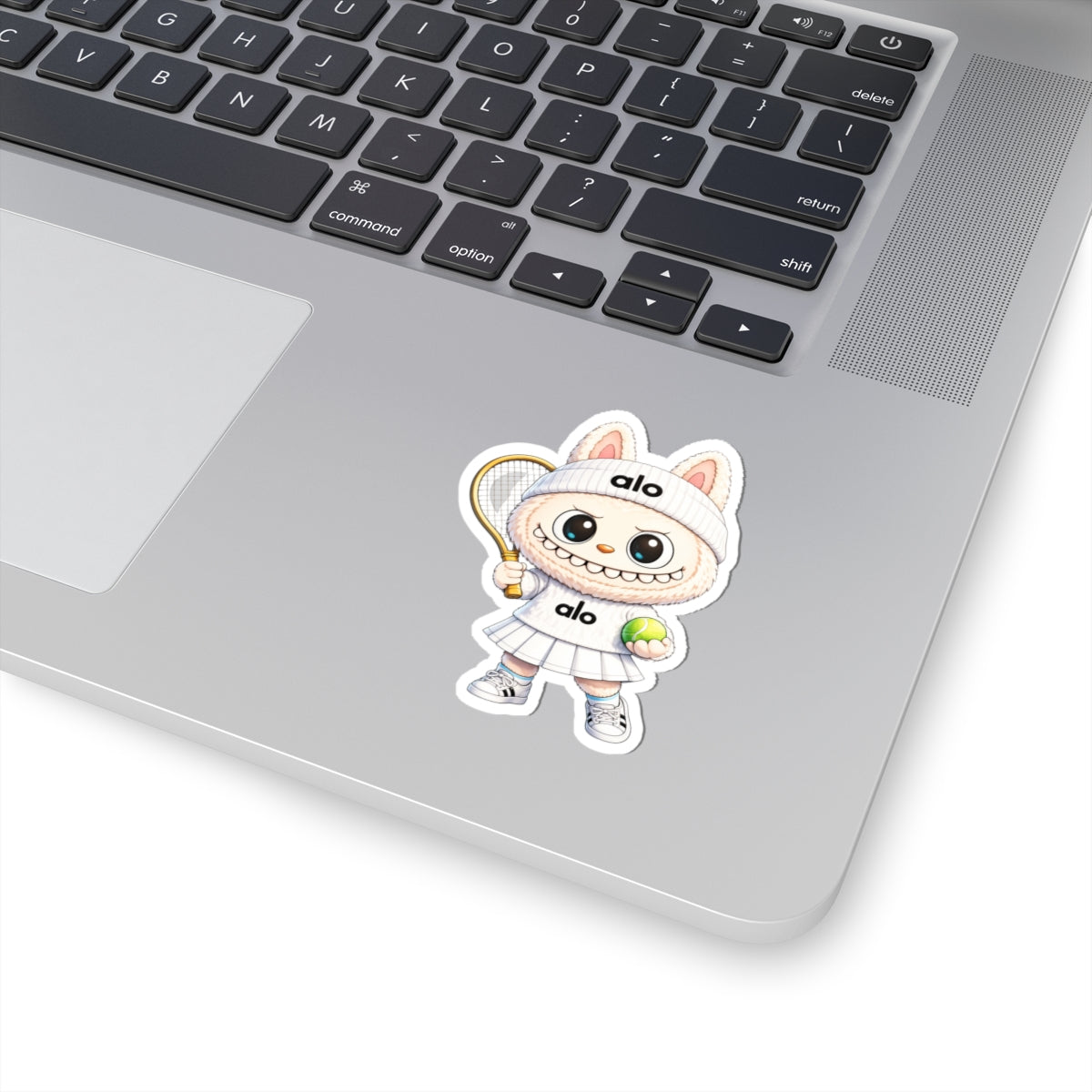 Tennis Labubu Kiss-Cut Sticker — Cute Alo with Racket & Ball