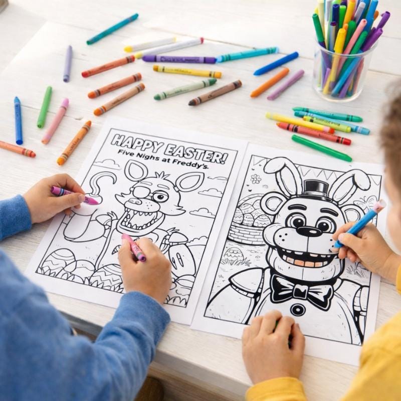 Five Nights at Freddy's Easter Coloring Pages, 15 PDF (Digital Download)