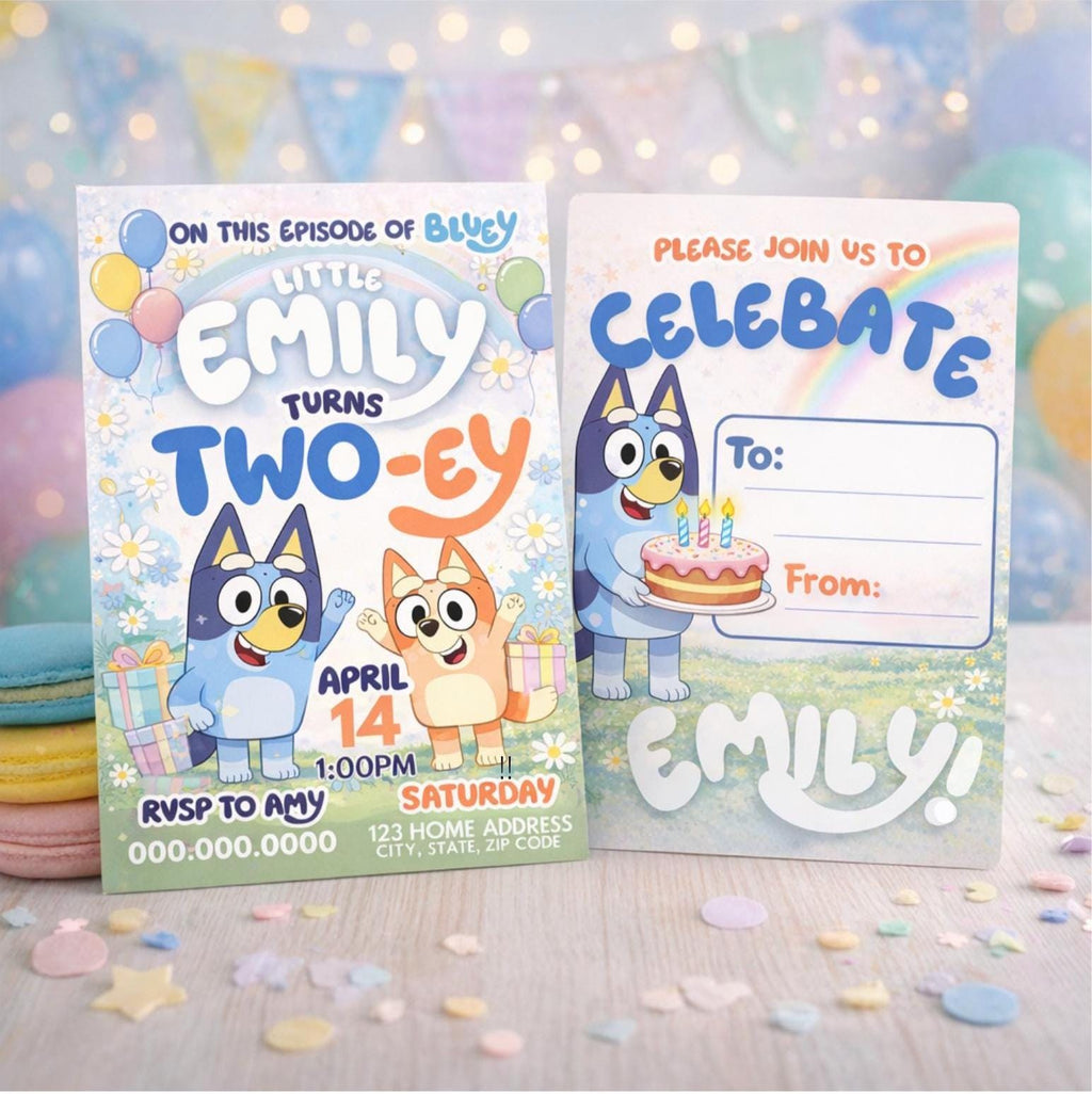 Bluey Birthday Invitation, Editable Kids Party Template (Canva, Digital Download)