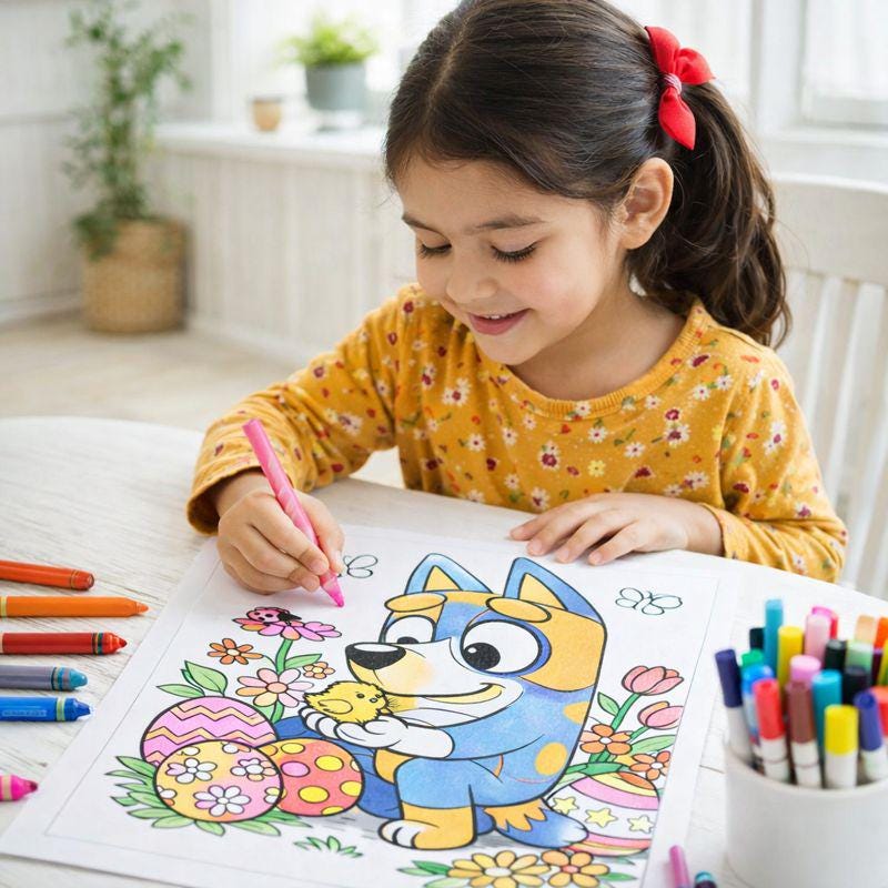 Bluey Easter Coloring Pages | 18 Printable Coloring Activities for Kids, | PDF |