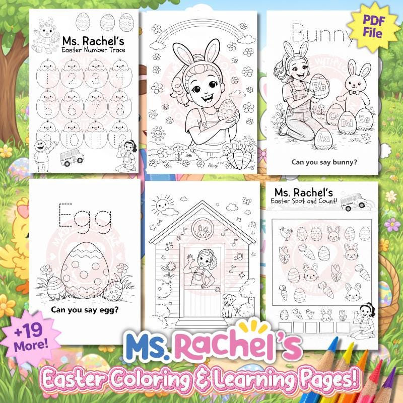 Ms. Rachel Easter Coloring Pages | Learning Activities, Clip Art, (PDF Download)