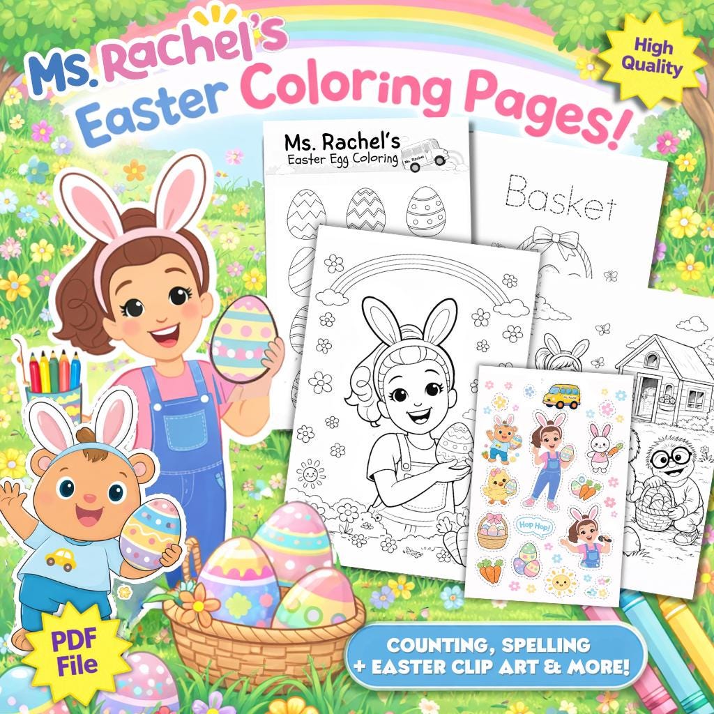 Ms. Rachel Easter Coloring Pages | Learning Activities, Clip Art, (PDF Download)