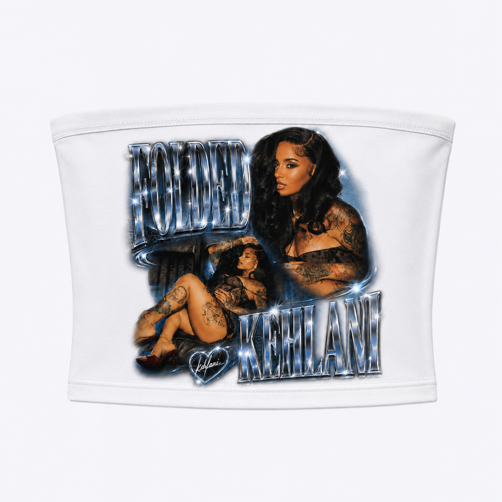 Kehlani Folded Tube Top, Midnight Muse | Vintage Y2K Graphic Bandeau Top | RnB Concert Outfit | Streetwear Crop Top