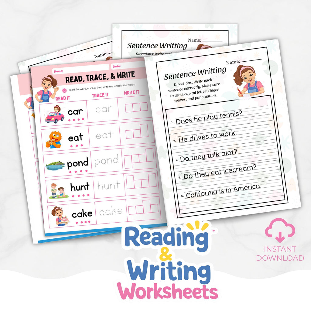 Ms. Rachel Learning Coloring Worksheet Bundle, Pre-K-Grade 2 Activity Pack (Digital Download)