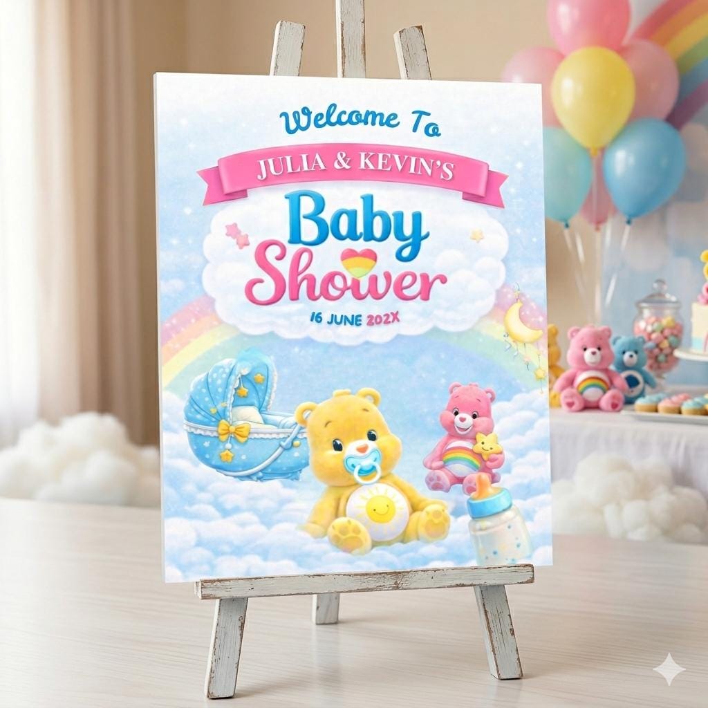 Care bears Baby Shower Welcome Sign Template