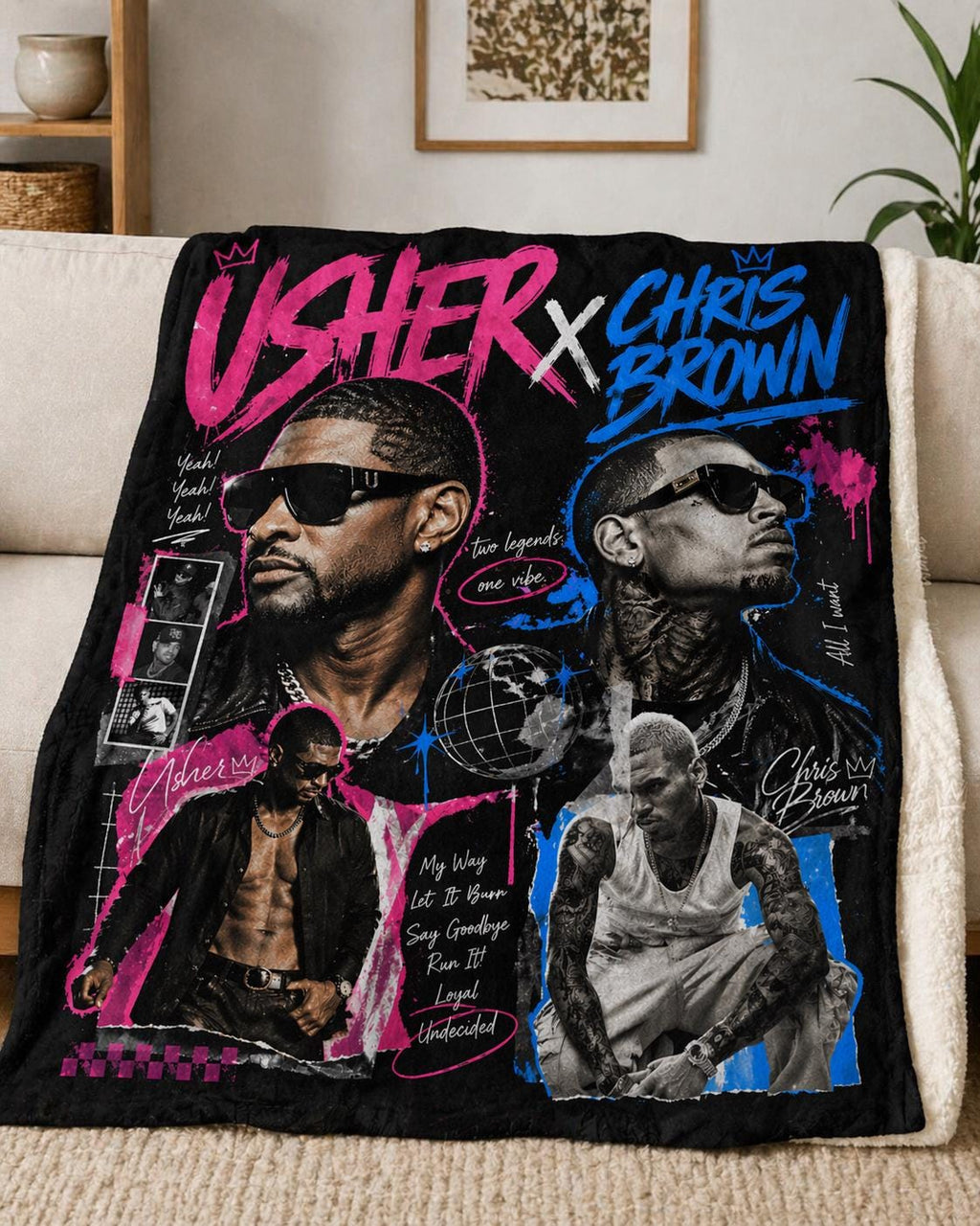 Raymond x Brown R&B Concert Hip Hop Collage Velveteen Plush Blanket