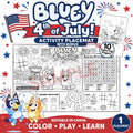 Bluey 4th of July Activity Placemat and Coloring Page Bundle