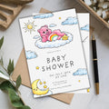 Care Bears Baby Shower Invitation, Pink Bear Rainbow Invite (Canva Download)