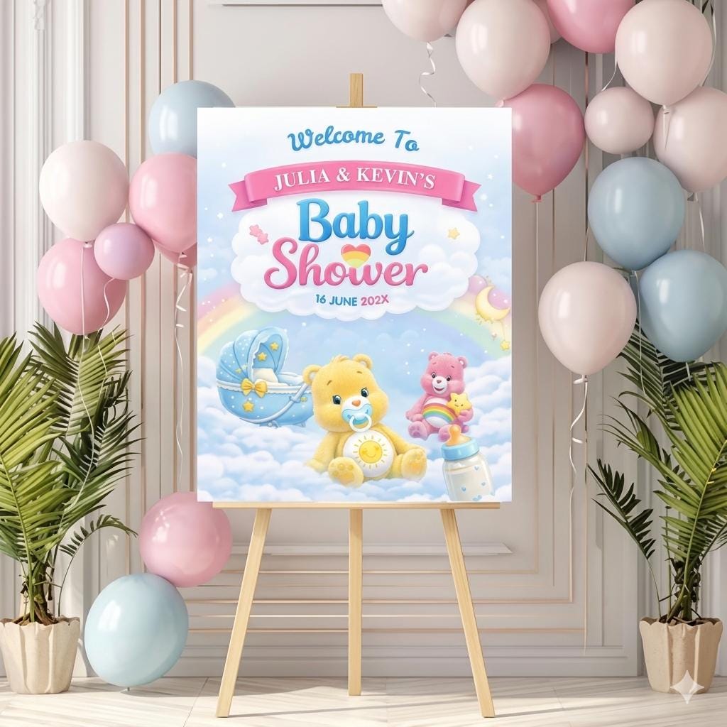 Care bears Baby Shower Welcome Sign Template