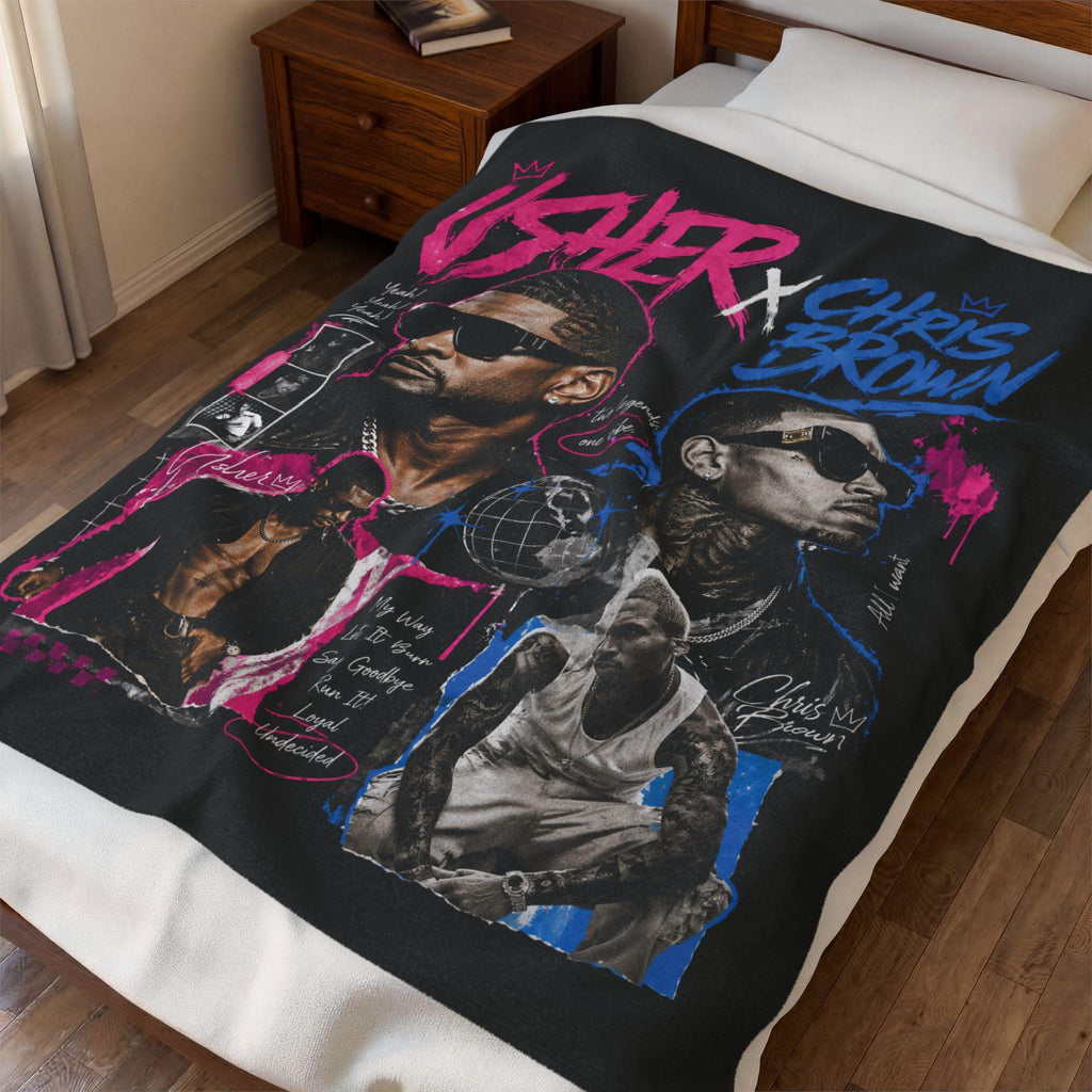 Raymond x Brown R&B Concert Hip Hop Collage Velveteen Plush Blanket